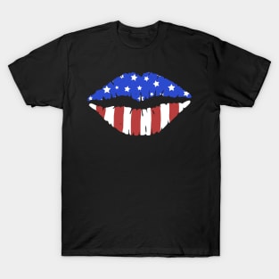 American Flag Lips  4th Of July Gift T-Shirt